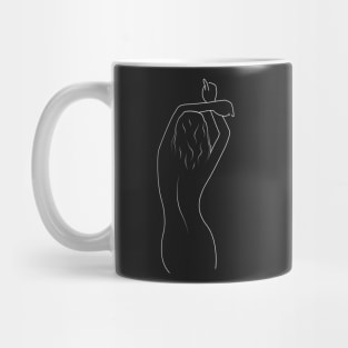 Minimalistic Neutral Line Art Woman From Behind - White Mug